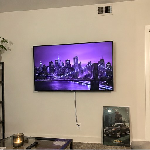 TV mounted with tidy cable management