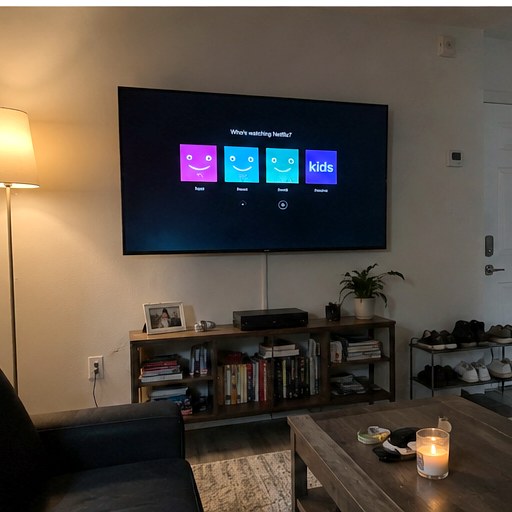 Large TV mounted in a living room